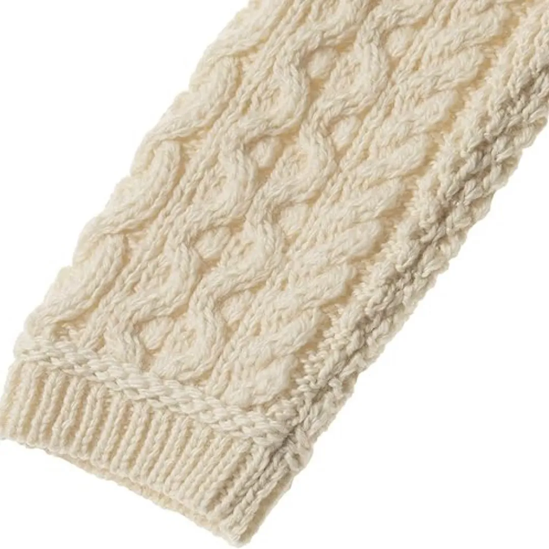 100% Merino Wool Cable Knit Cardigan With Side Zip Natural