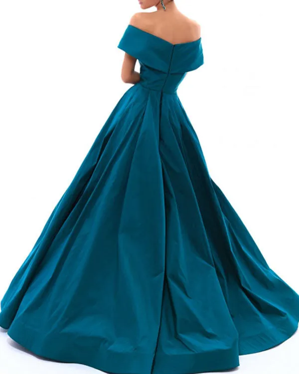 2018 Hunter Green Elastic Satin Prom Dresses Split Long Prom Party Gowns Fashion
