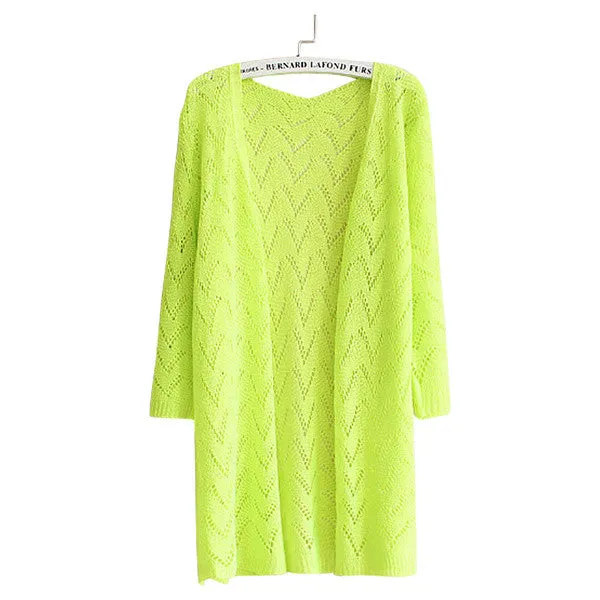 9 Colors Women Wave Stripe Casual Long Sleeve Cardigan Knit Sweater Coat Outwear Open Stitch NW