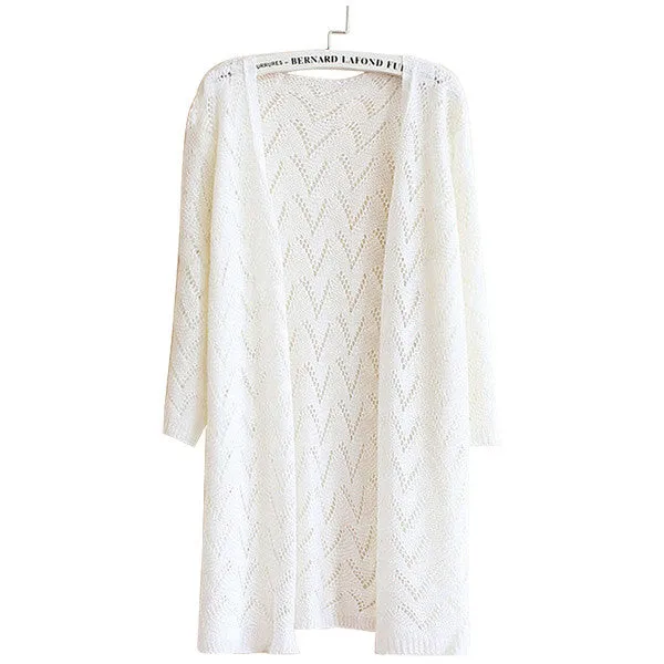 9 Colors Women Wave Stripe Casual Long Sleeve Cardigan Knit Sweater Coat Outwear Open Stitch NW