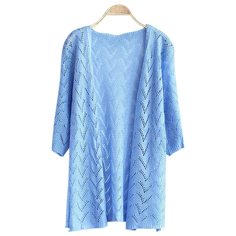 9 Colors Women Wave Stripe Casual Long Sleeve Cardigan Knit Sweater Coat Outwear Open Stitch NW