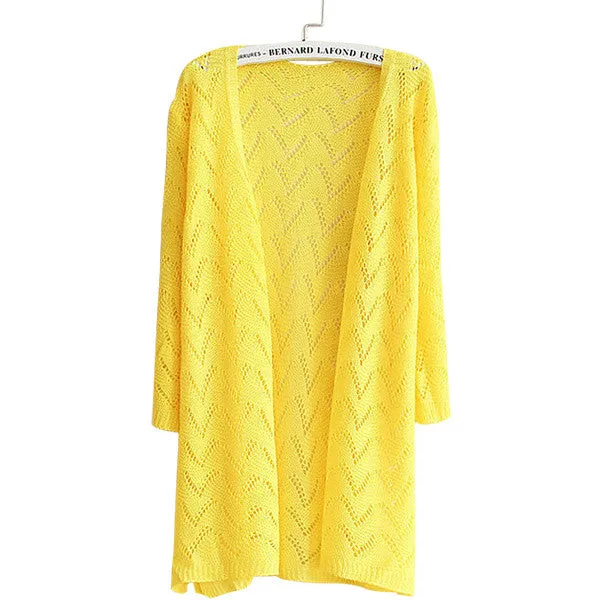 9 Colors Women Wave Stripe Casual Long Sleeve Cardigan Knit Sweater Coat Outwear Open Stitch NW