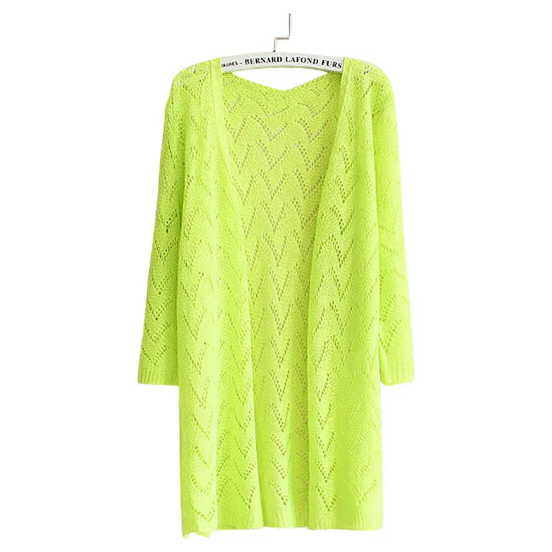 9 Colors Women Wave Stripe Casual Long Sleeve Cardigan Knit Sweater Coat Outwear Open Stitch NW