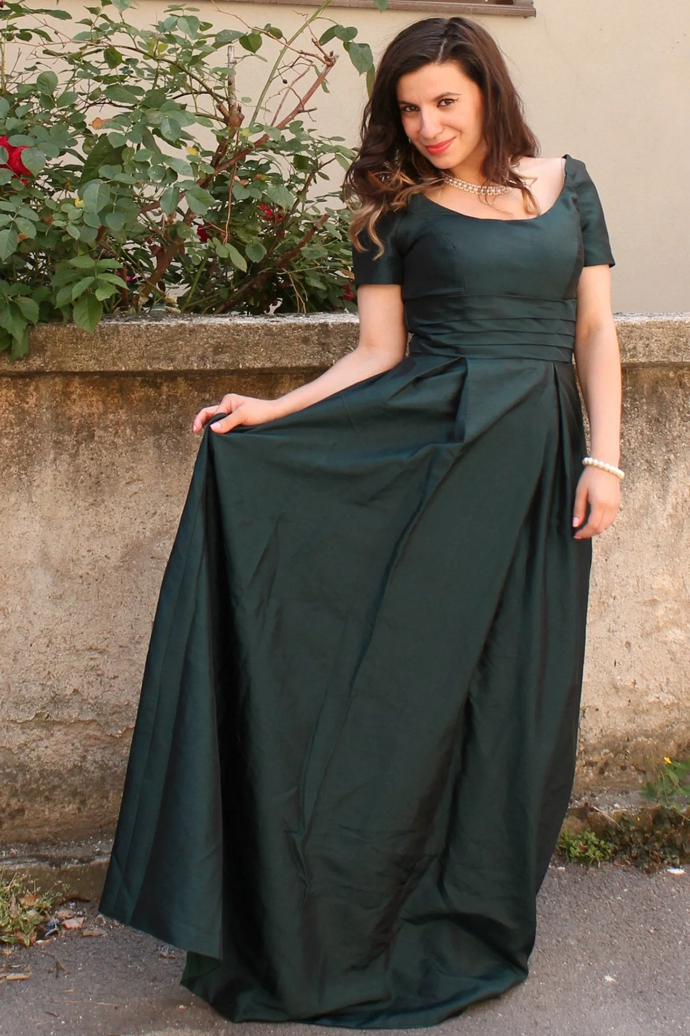 A-line Square Neck Floor Length Charmuse Mother Dress