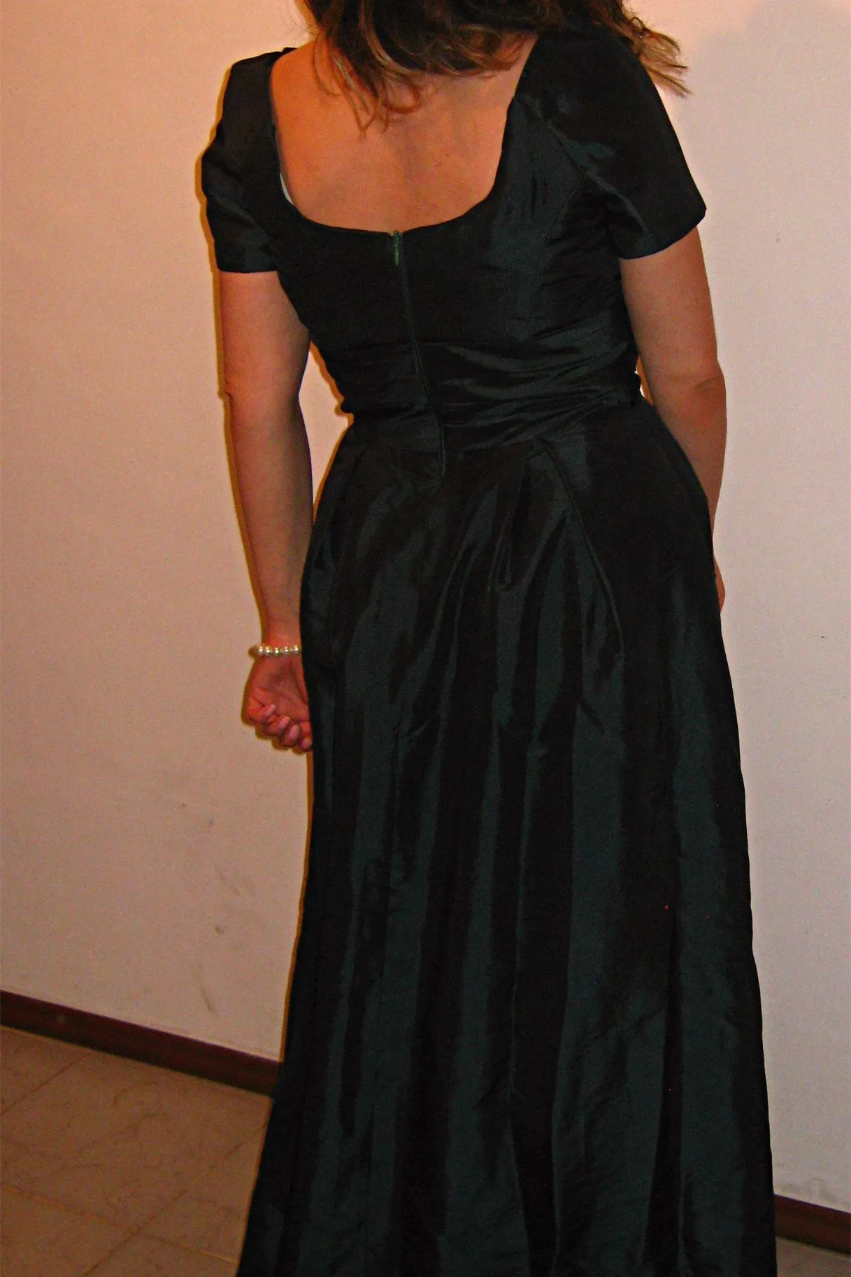 A-line Square Neck Floor Length Charmuse Mother Dress
