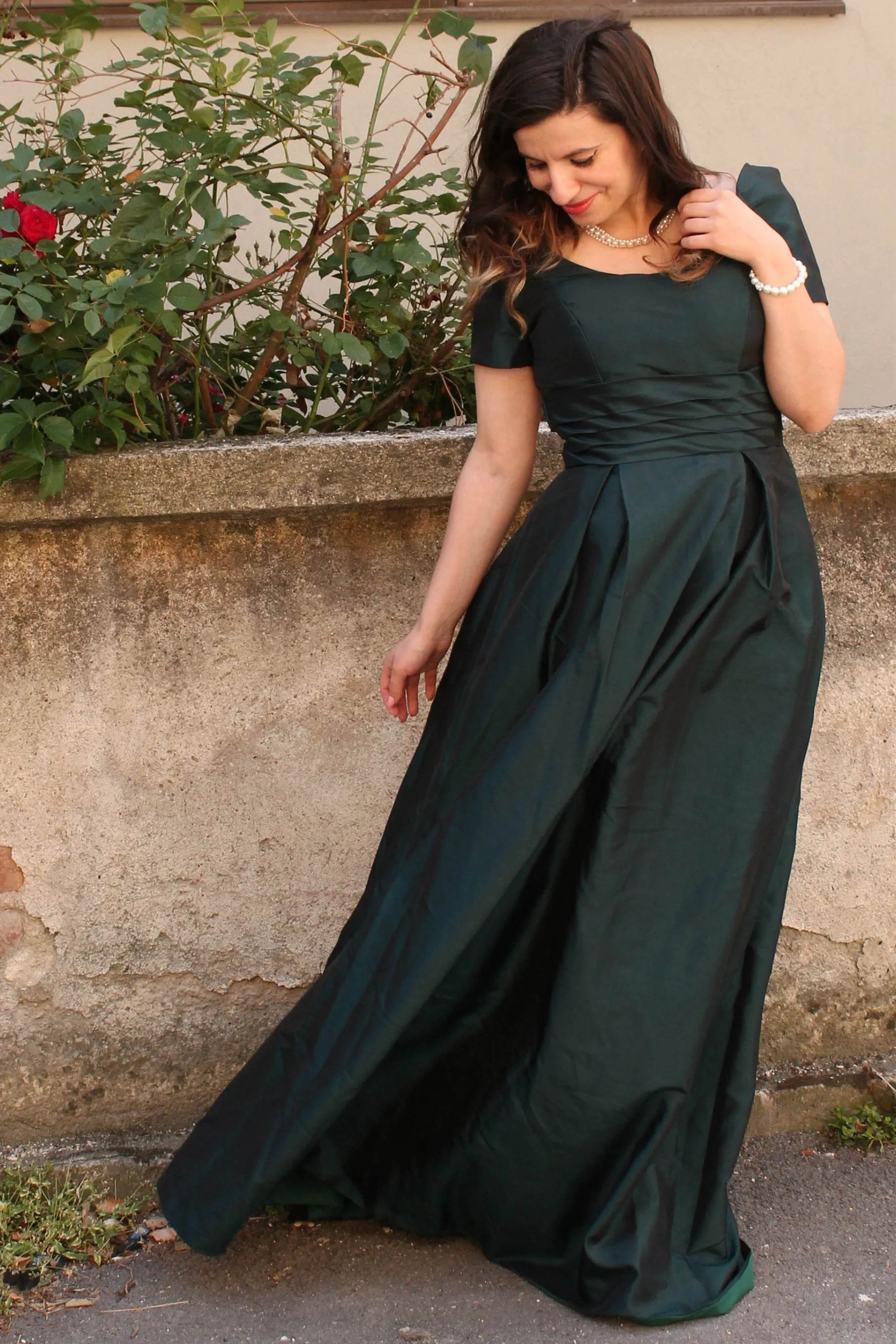 A-line Square Neck Floor Length Charmuse Mother Dress