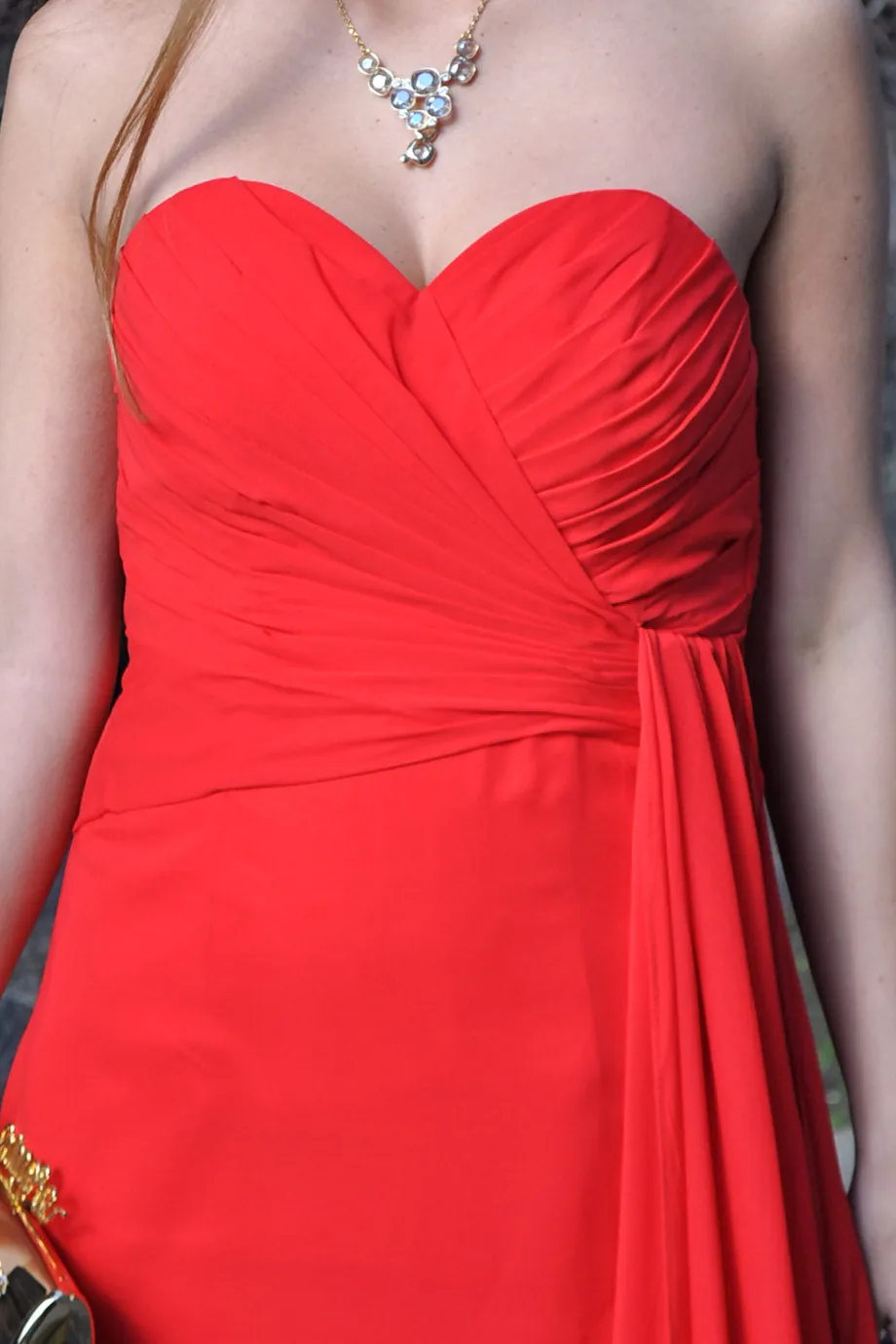 A-line Sweetheart Floor Length Chiffon Front Slit Prom Dress