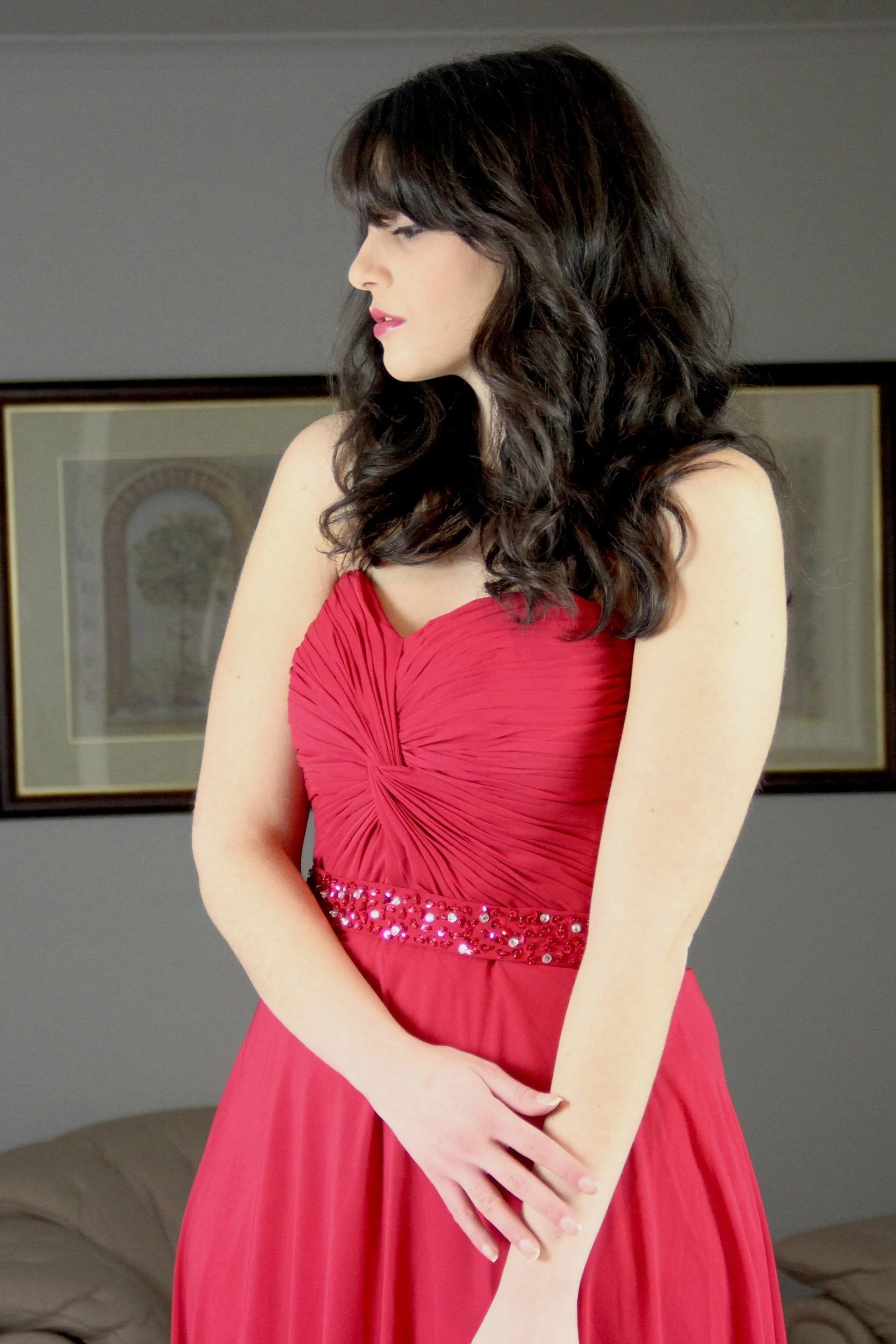 A-line Sweetheart Floor Length Chiffon Rhinestone Prom Dress