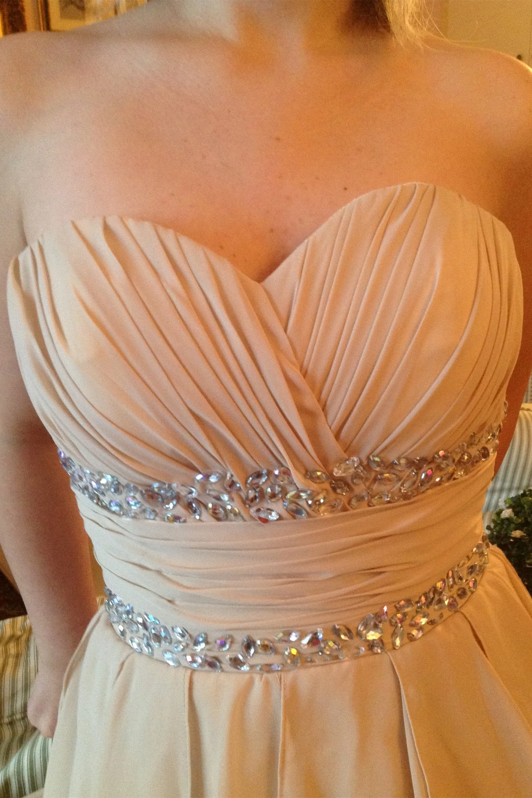 A-line Sweetheart Hi-low Length Chiffon Rhinestone Prom Dress