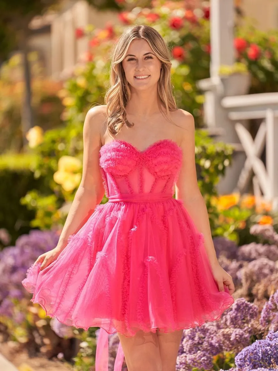 A-line Tulle Strapless Homecoming Dresses