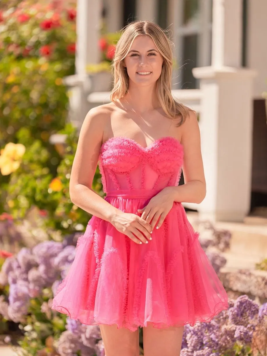 A-line Tulle Strapless Homecoming Dresses