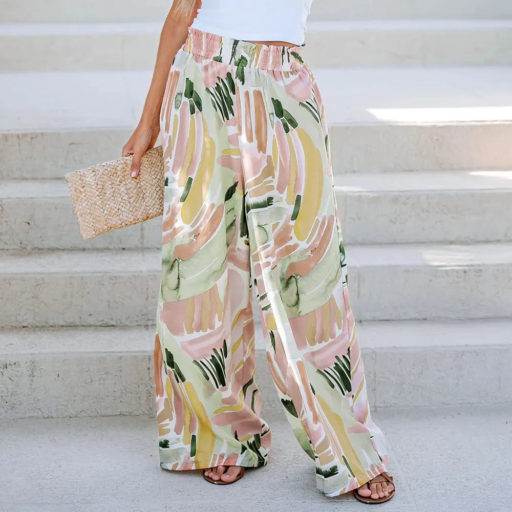 Abstract Print Paperbag Pants