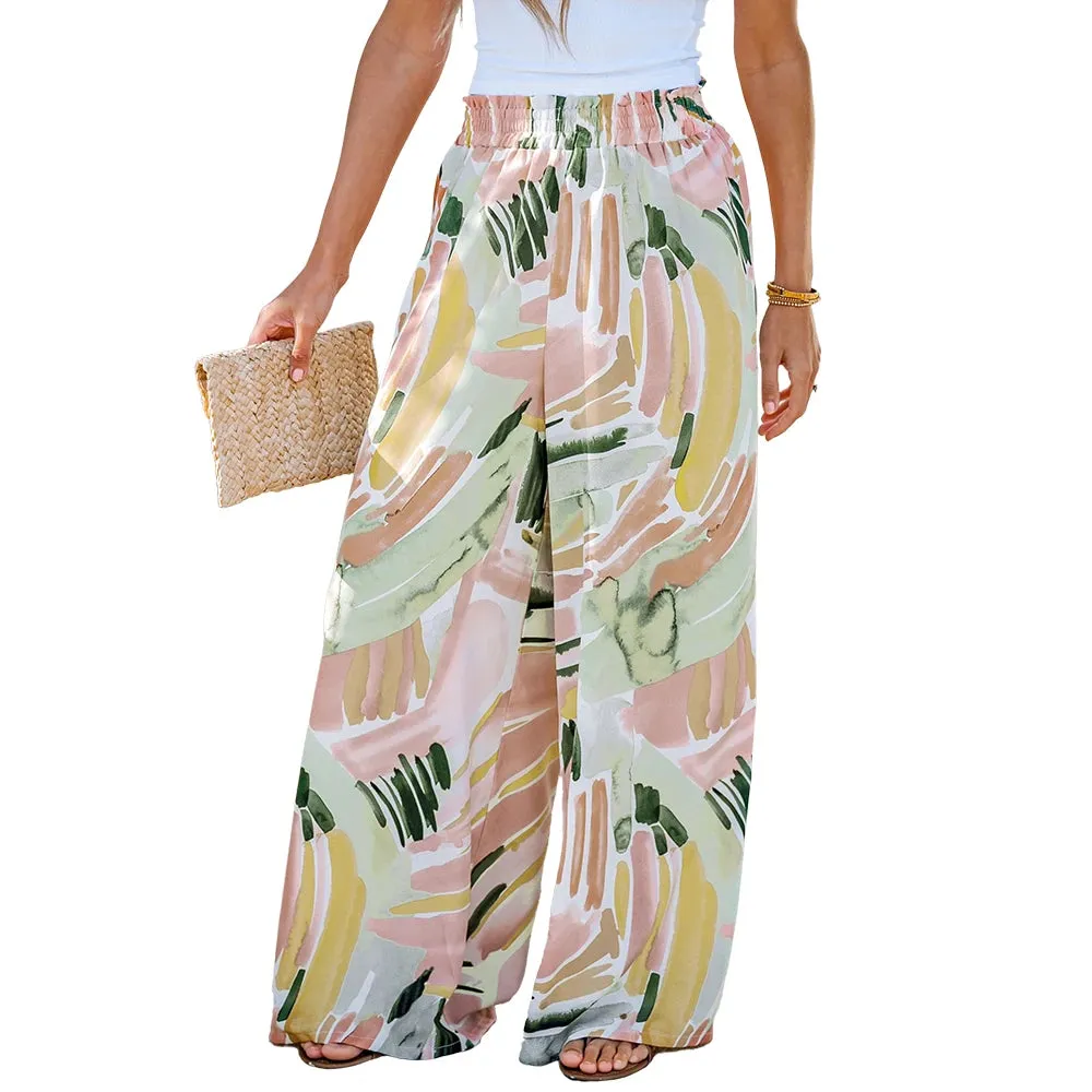 Abstract Print Paperbag Pants
