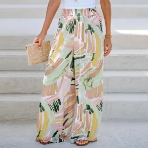 Abstract Print Paperbag Pants
