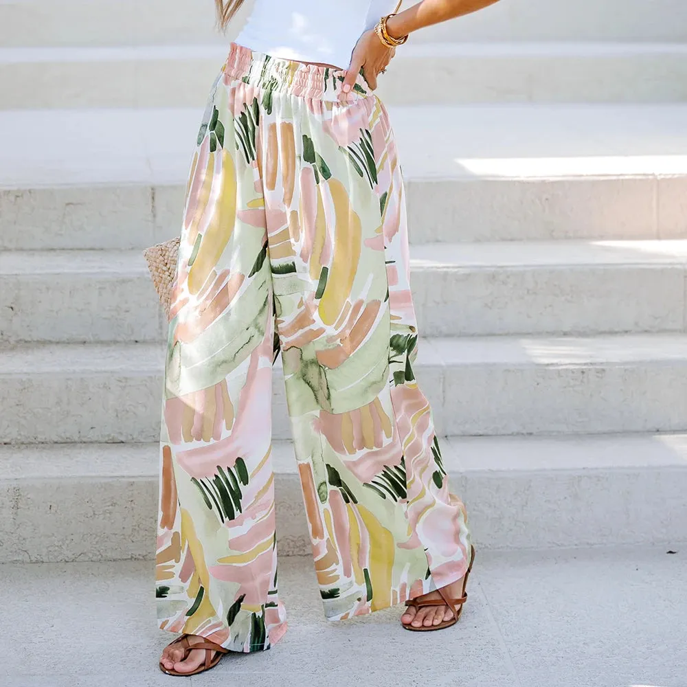Abstract Print Paperbag Pants