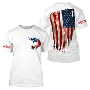 Alligator Gar fishing American flag patriot Custom Name 3D All Over Printed Tshirt - NPQ624