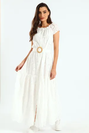 Anglaise Wrap Dress - White