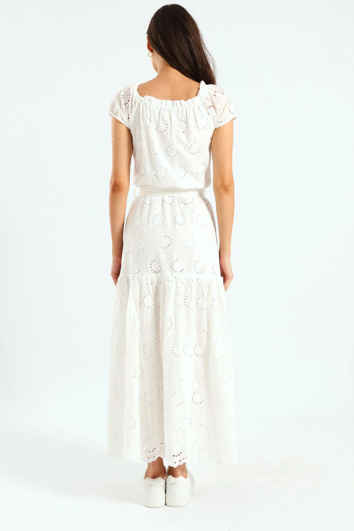 Anglaise Wrap Dress - White