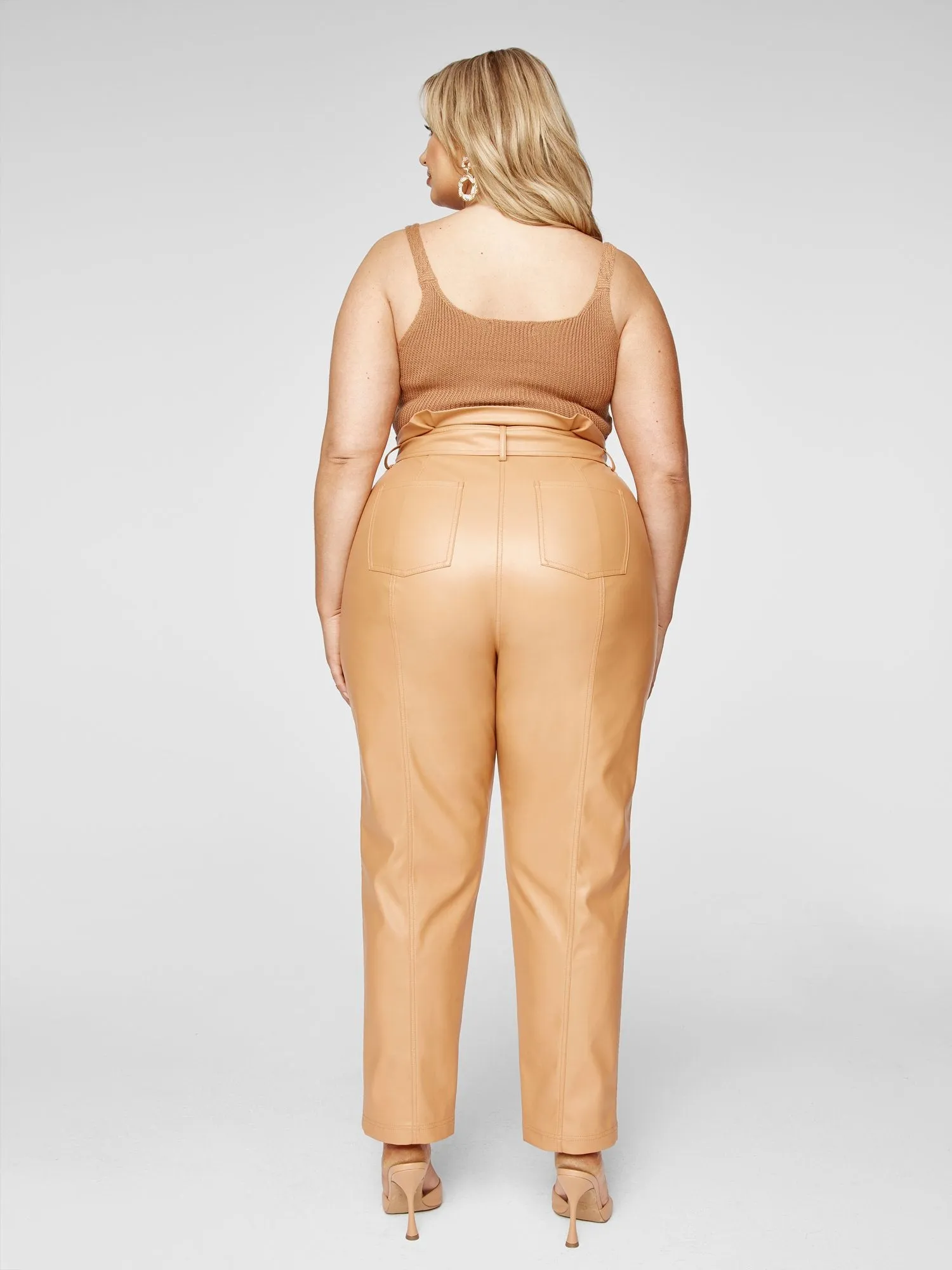 Anika Faux Leather Paperbag Waist Pants