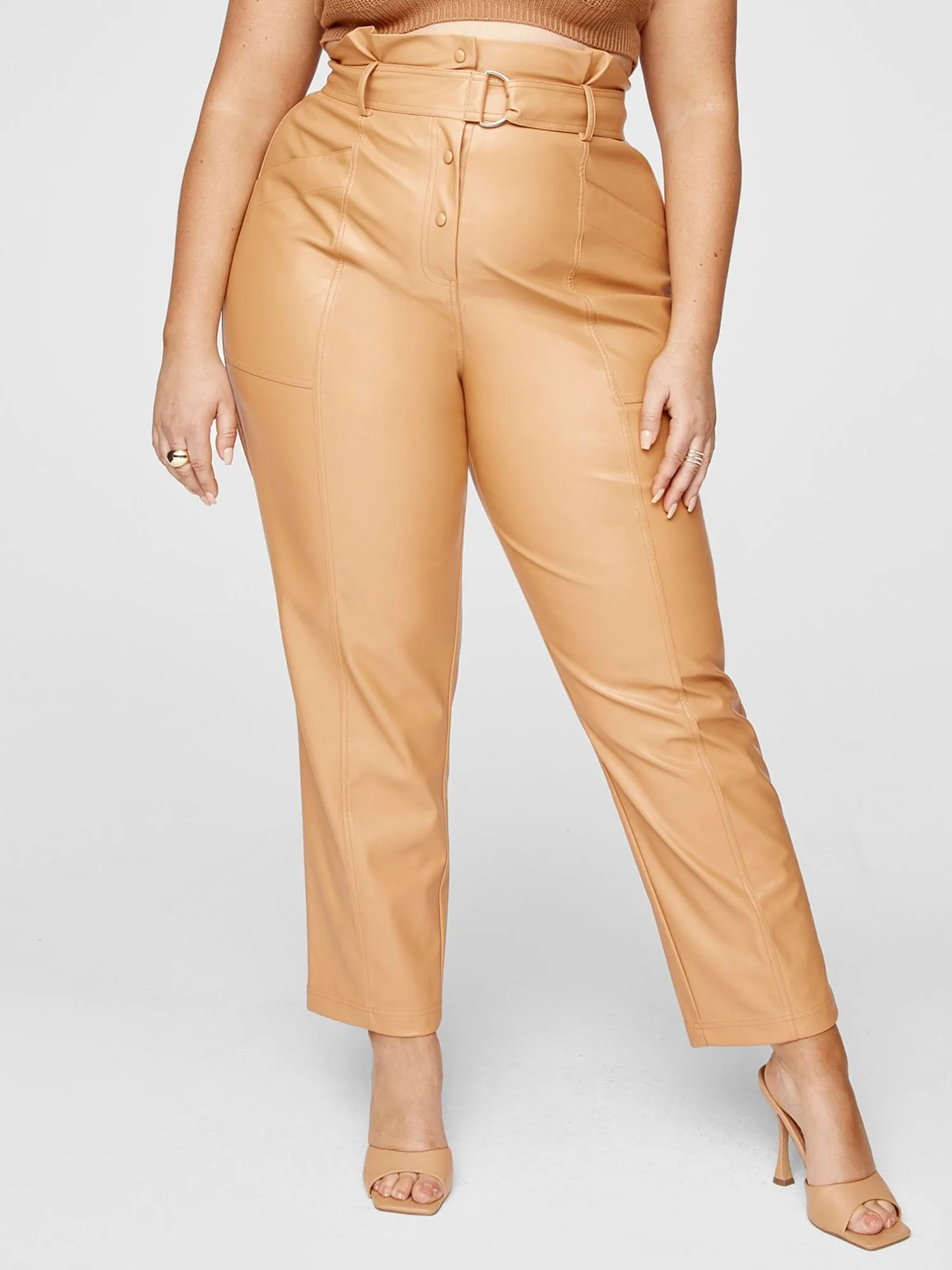 Anika Faux Leather Paperbag Waist Pants