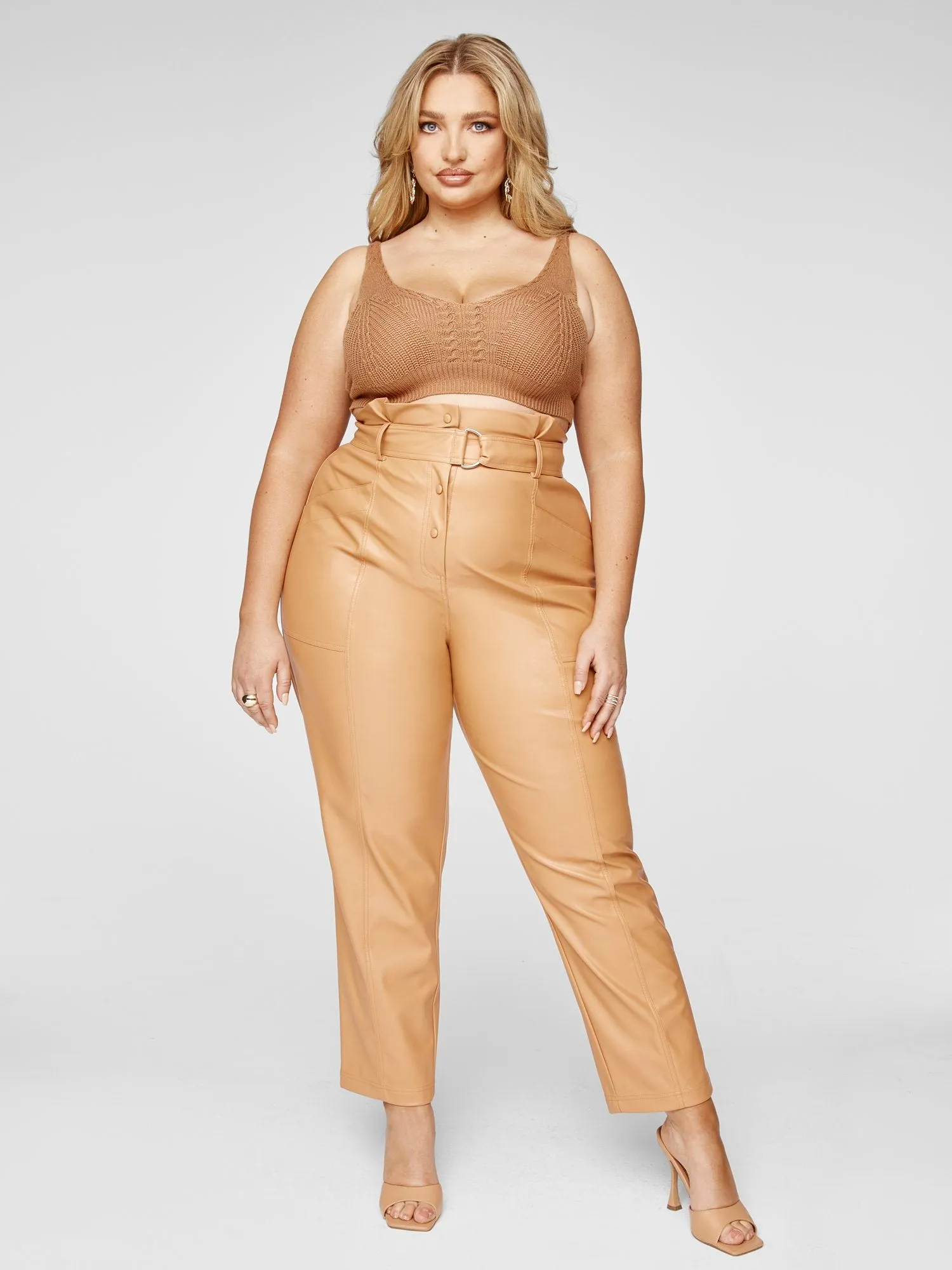 Anika Faux Leather Paperbag Waist Pants