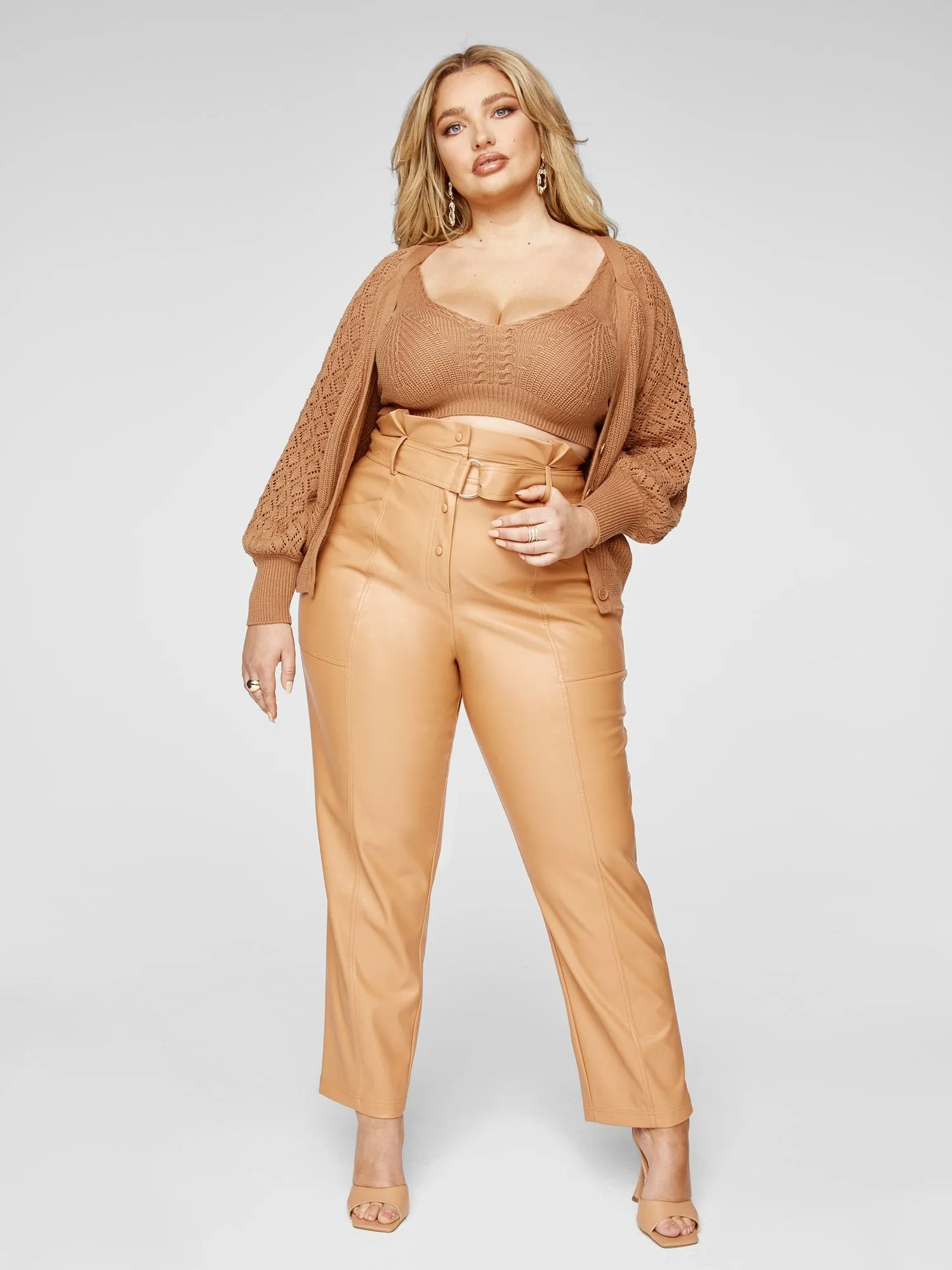 Anika Faux Leather Paperbag Waist Pants