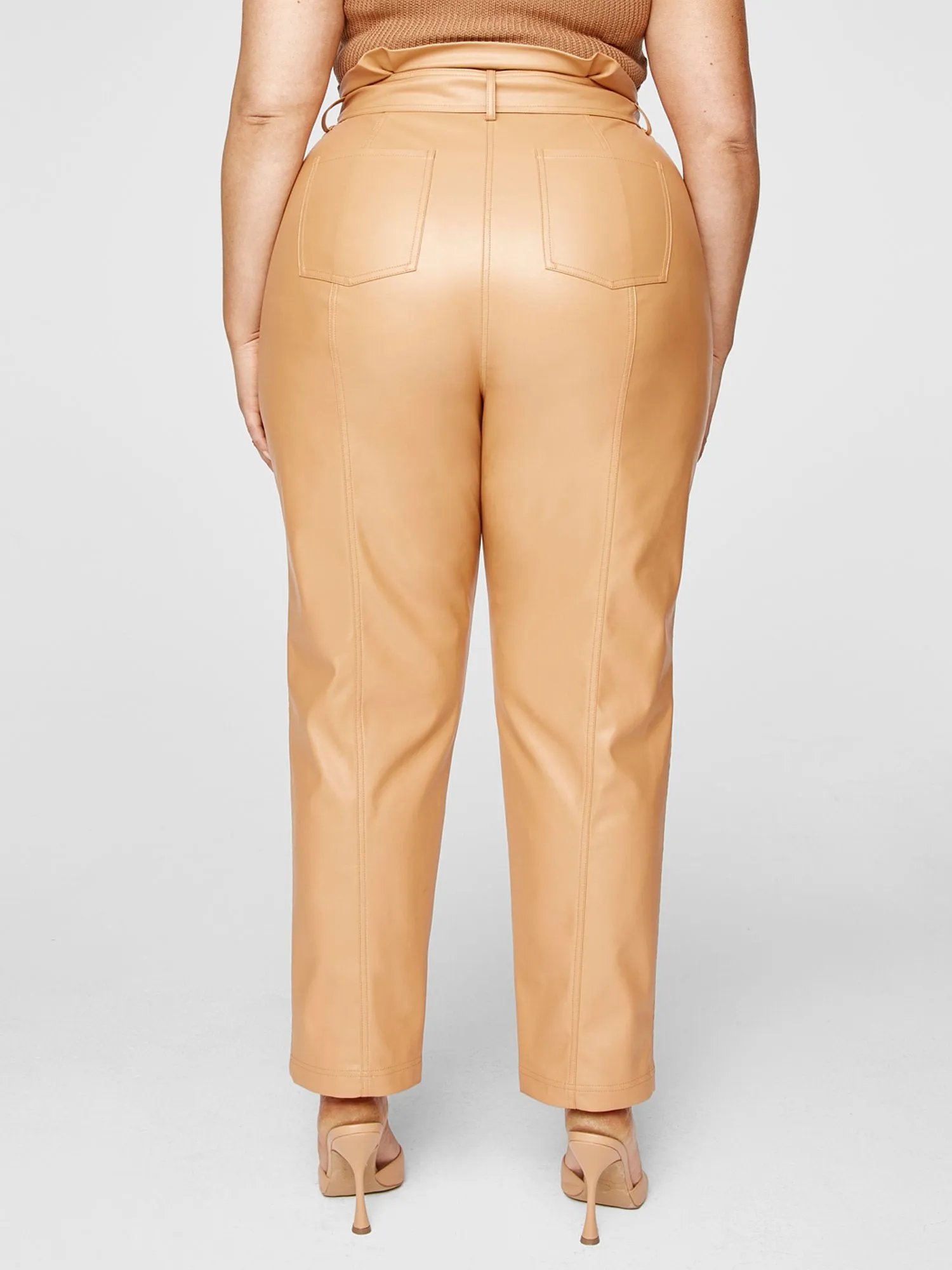 Anika Faux Leather Paperbag Waist Pants