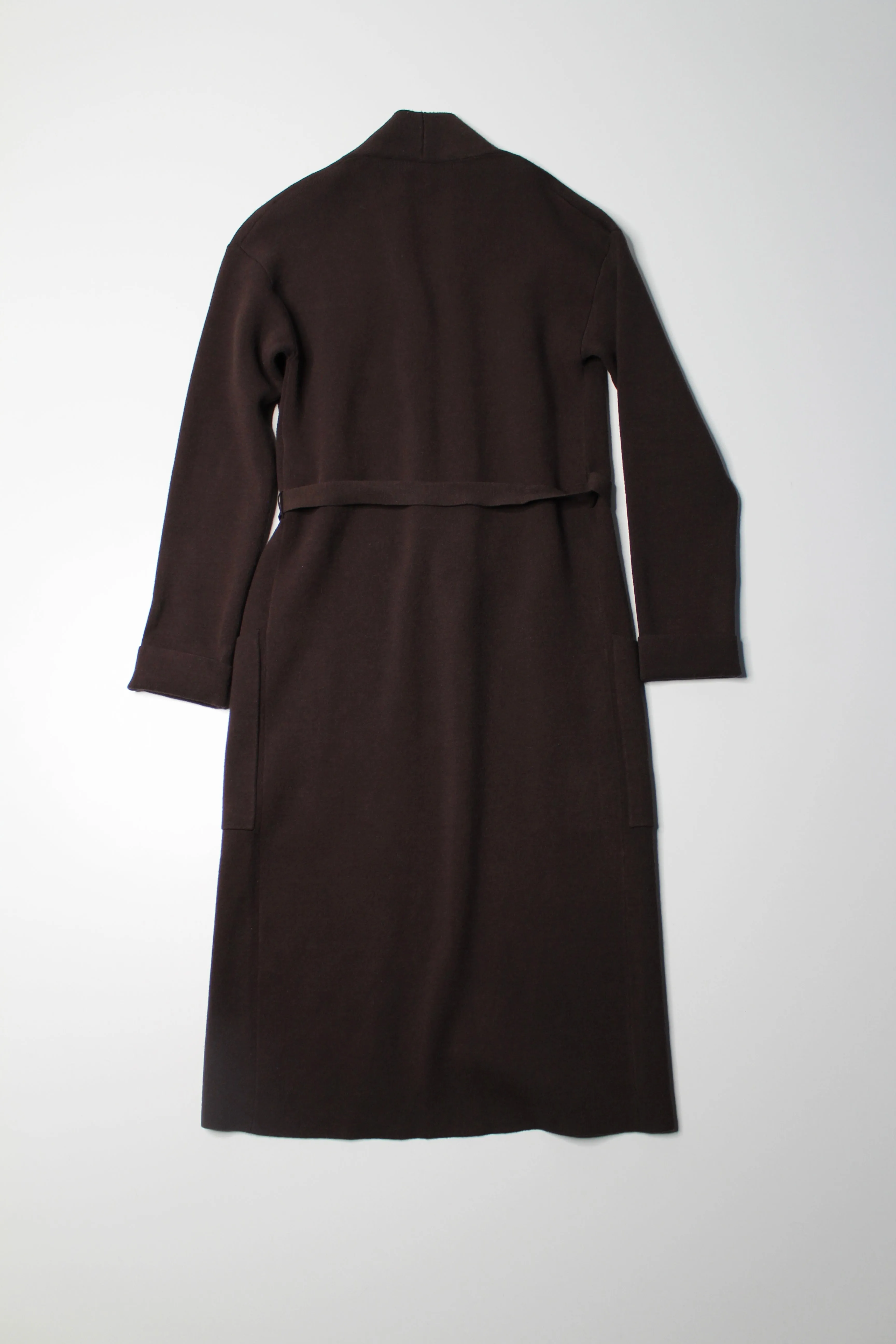 Aritzia Babaton brown 'ty' long open front cardigan, size xxs