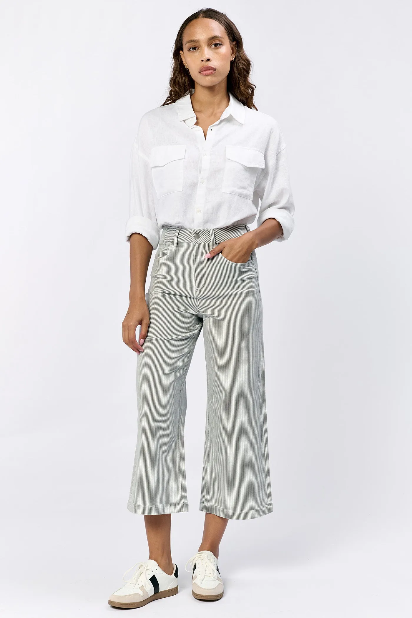 Audrey Wide Leg Railroad Grey