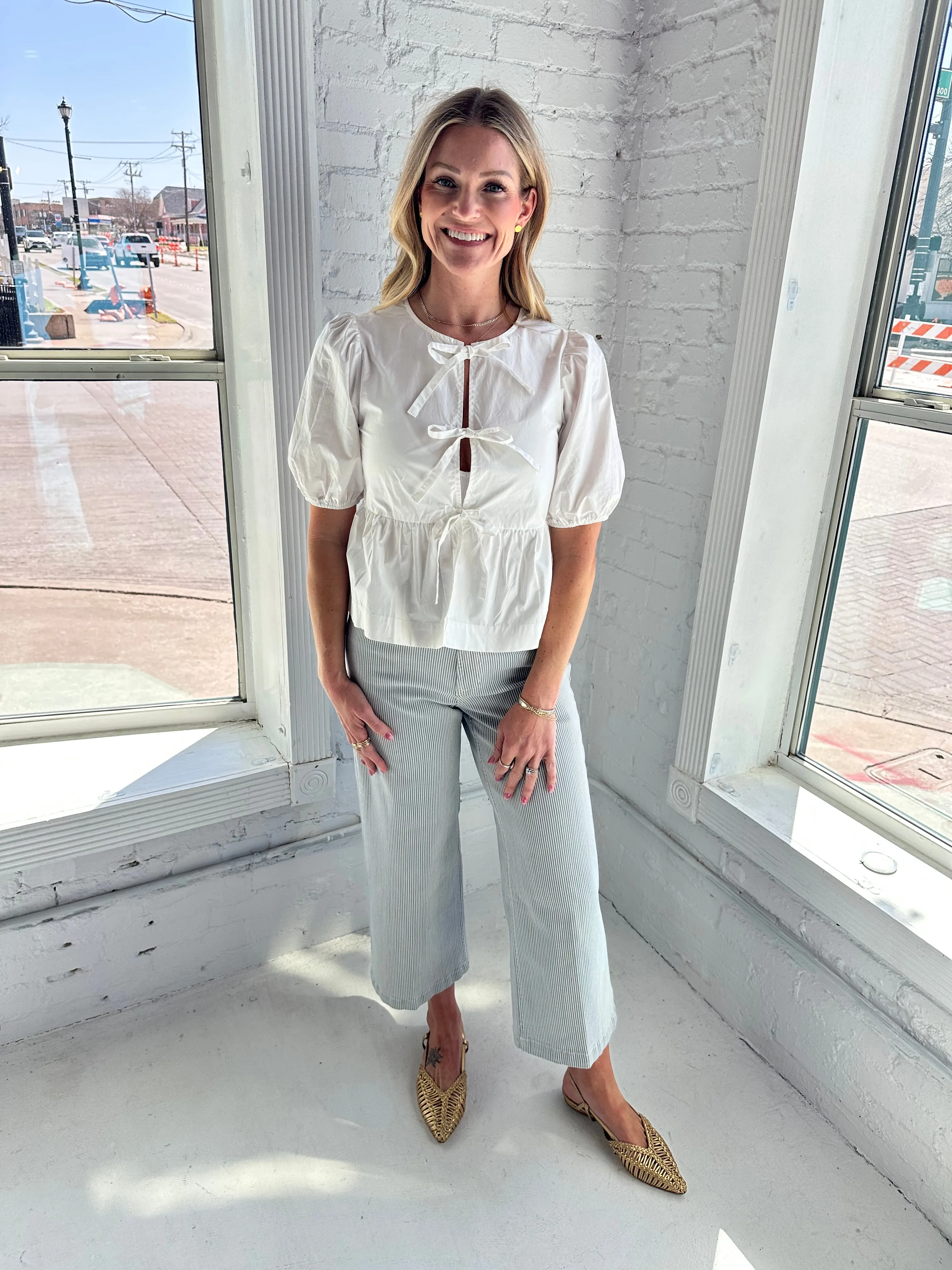 Audrey Wide Leg Railroad Grey