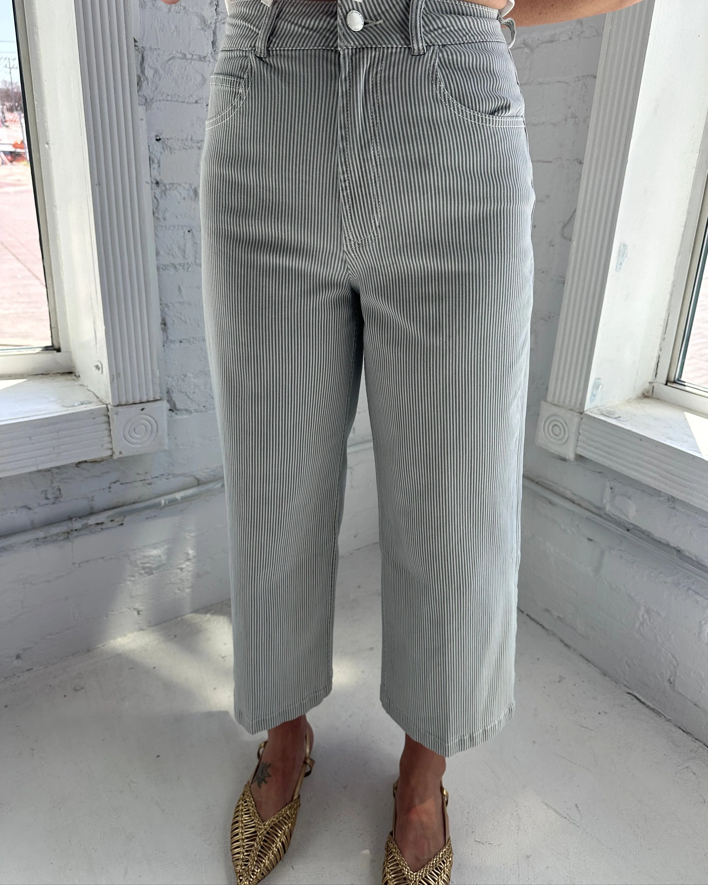 Audrey Wide Leg Railroad Grey