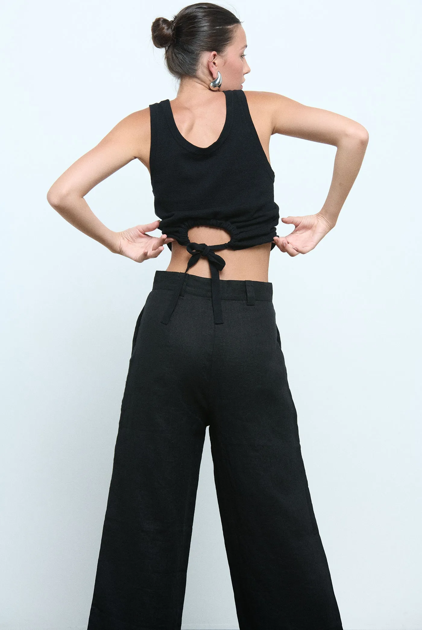 AURELIE LINEN PANT - BLACK