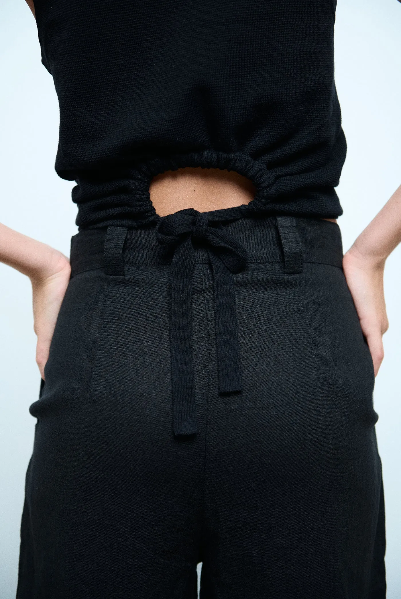AURELIE LINEN PANT - BLACK