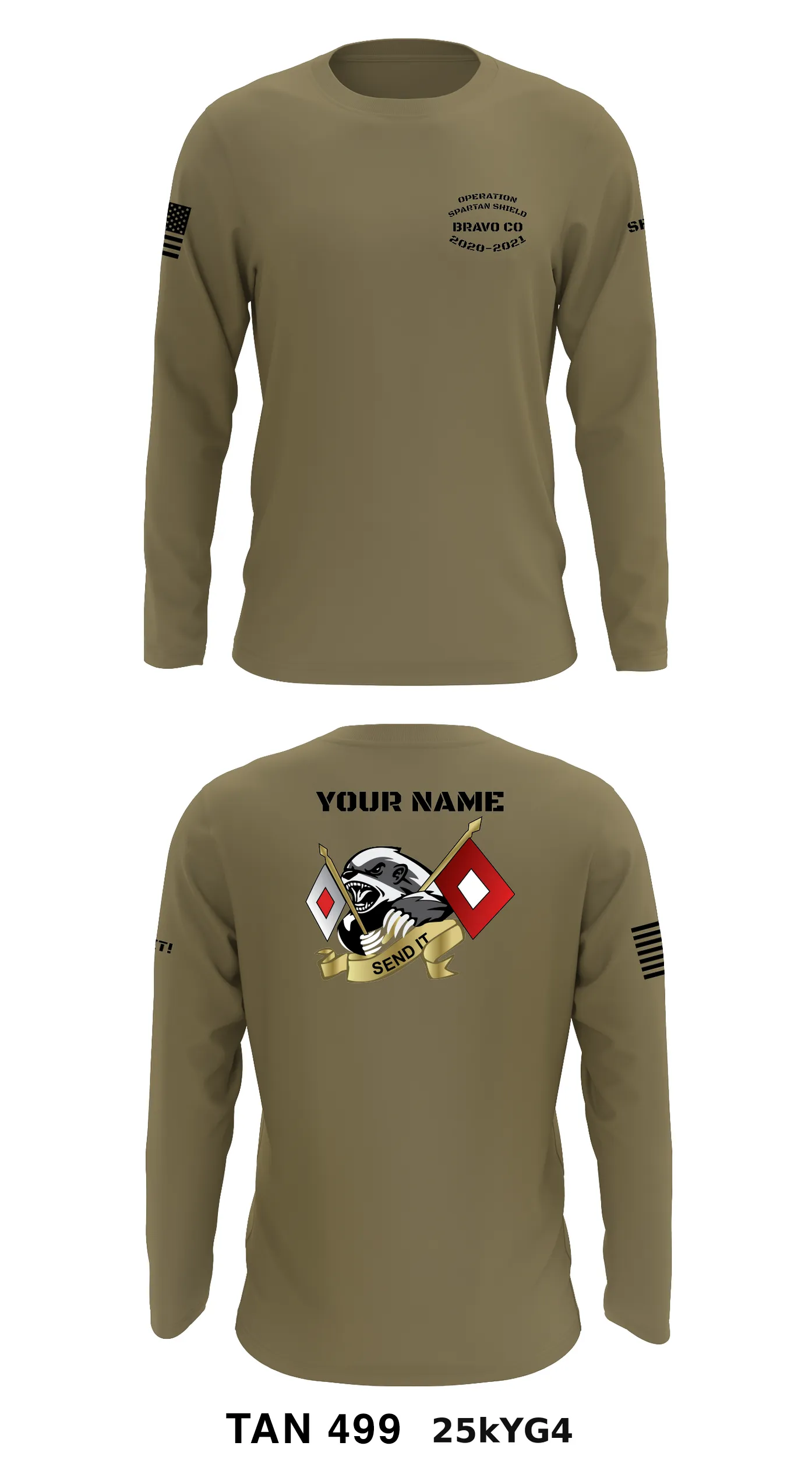 B Co 146 ESB Store 1  - Tan 499 Core Men's LS Performance Tee - 25kYG4