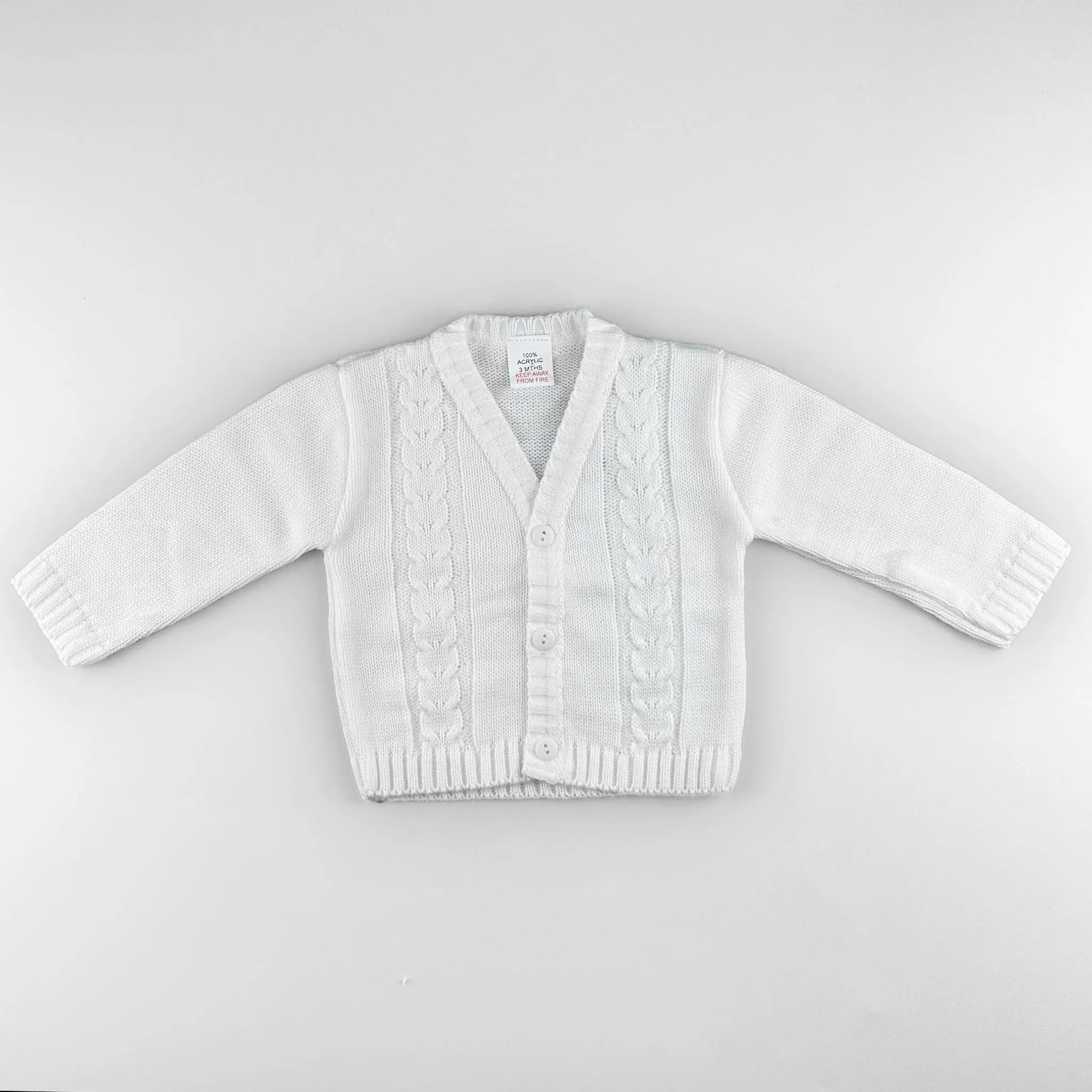 Baby Boys Cardigan Cable Knit - White