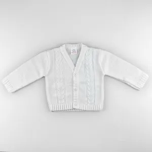 Baby Boys Cardigan Cable Knit - White