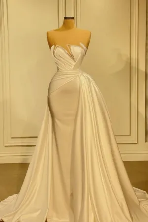 Ballbella Beautiful Mermaid Wedding Gowns With Lace Long White Glitter Sleeveless