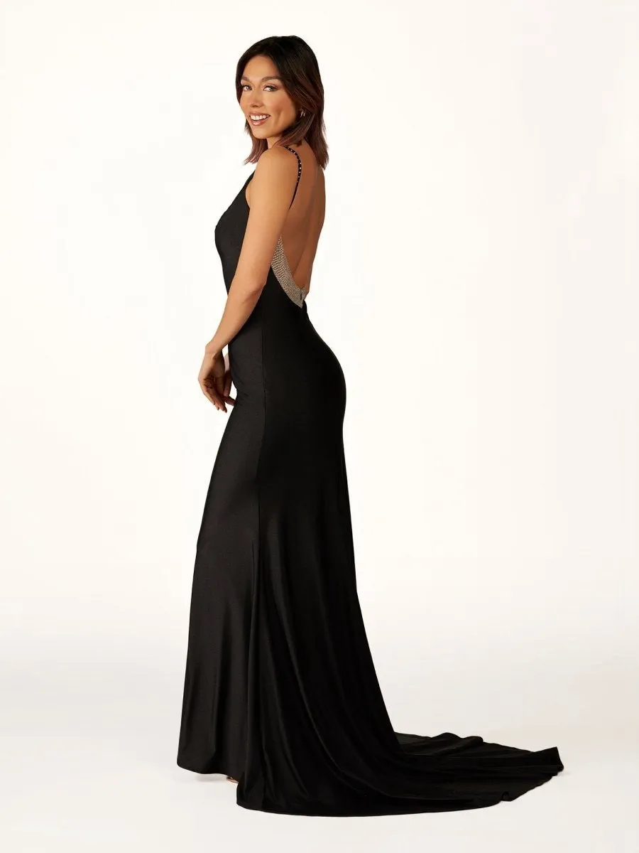Beaded V-Neck Backless Mermaid Long Prom Dresses