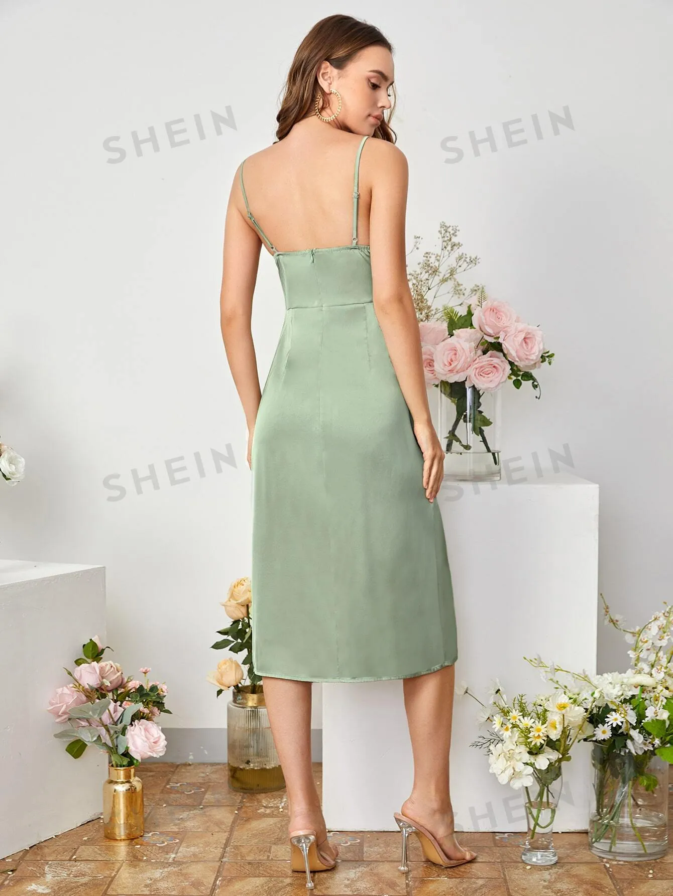 Belle Split Thigh Wrap Detail Bridesmaid Dress