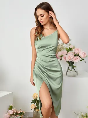 Belle Split Thigh Wrap Detail Bridesmaid Dress