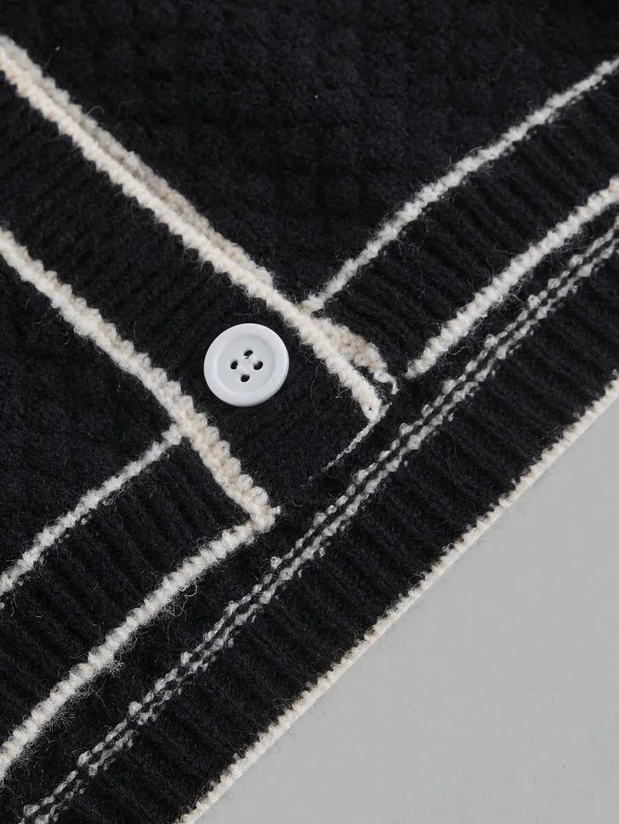 Bettina Chic Knit Cardigan with Bow Detail in Black