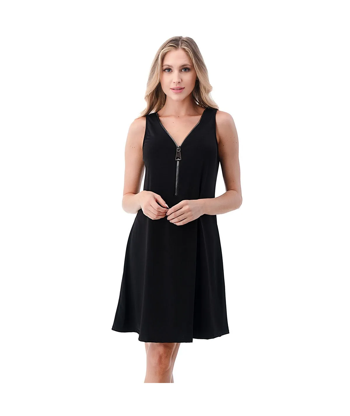 Big Zipper Sleeveless Dress D647-ITY
