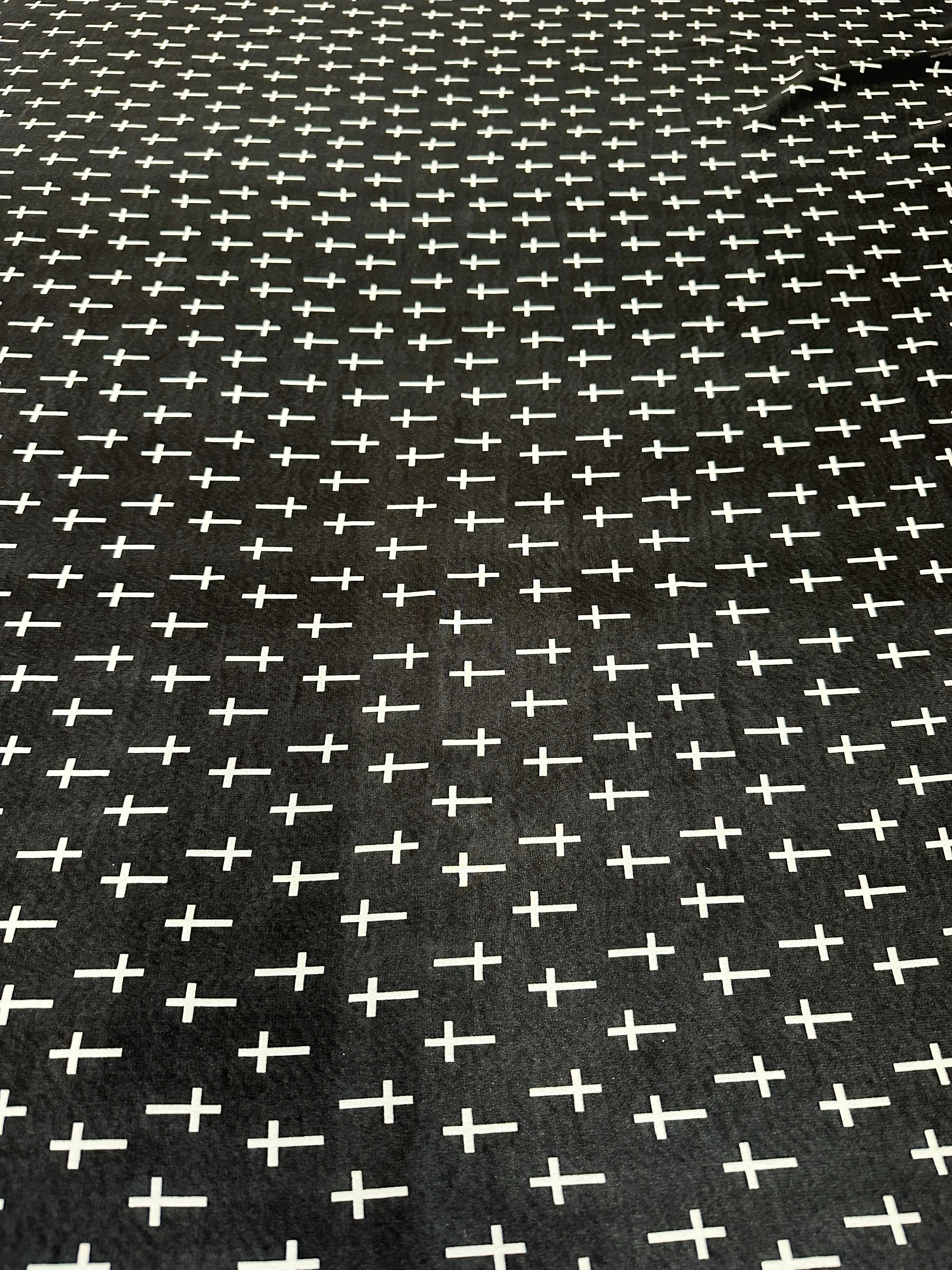 Black and White Cross Print Chiffon