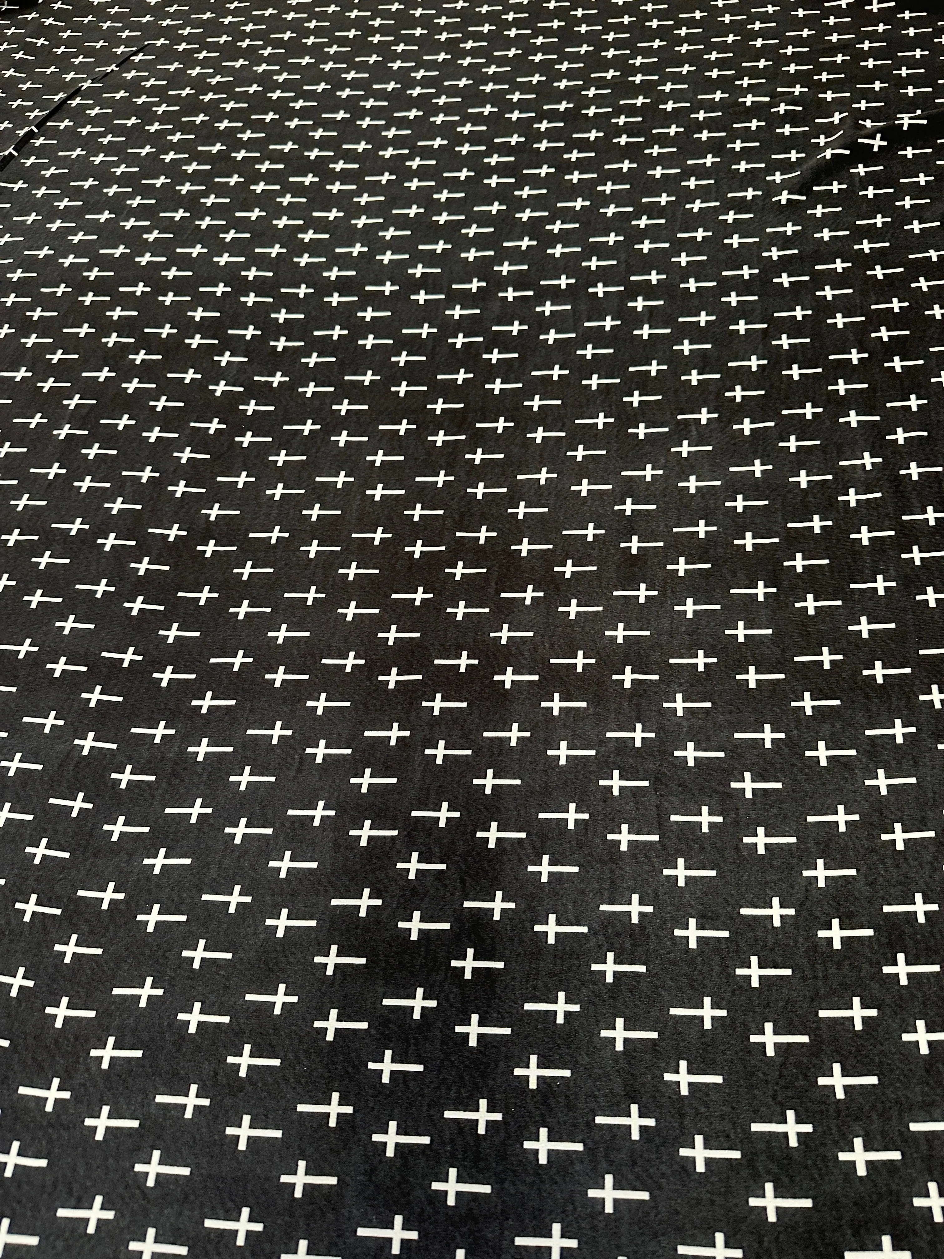 Black and White Cross Print Chiffon