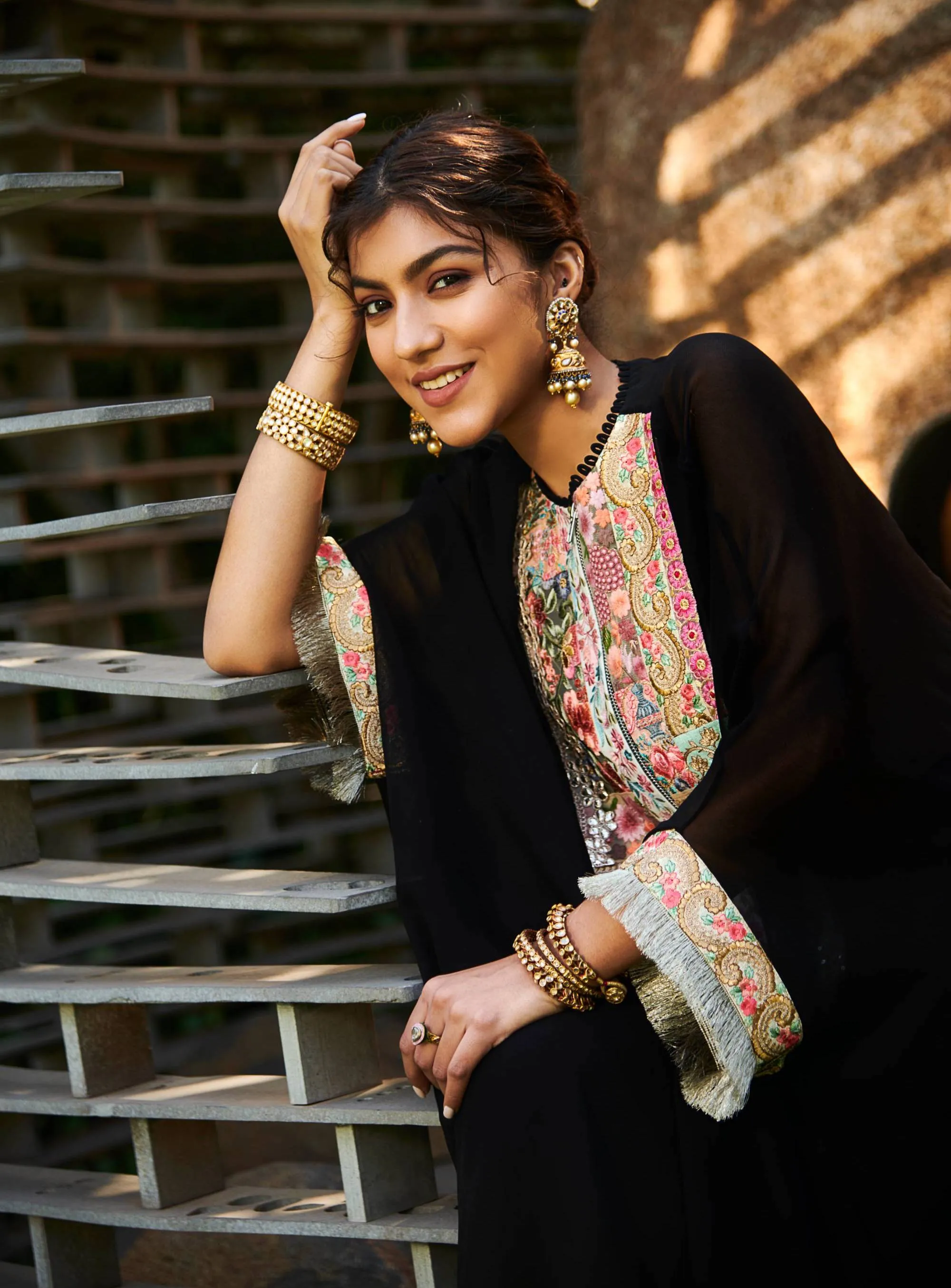 Black Georgette Sharara With Tunic