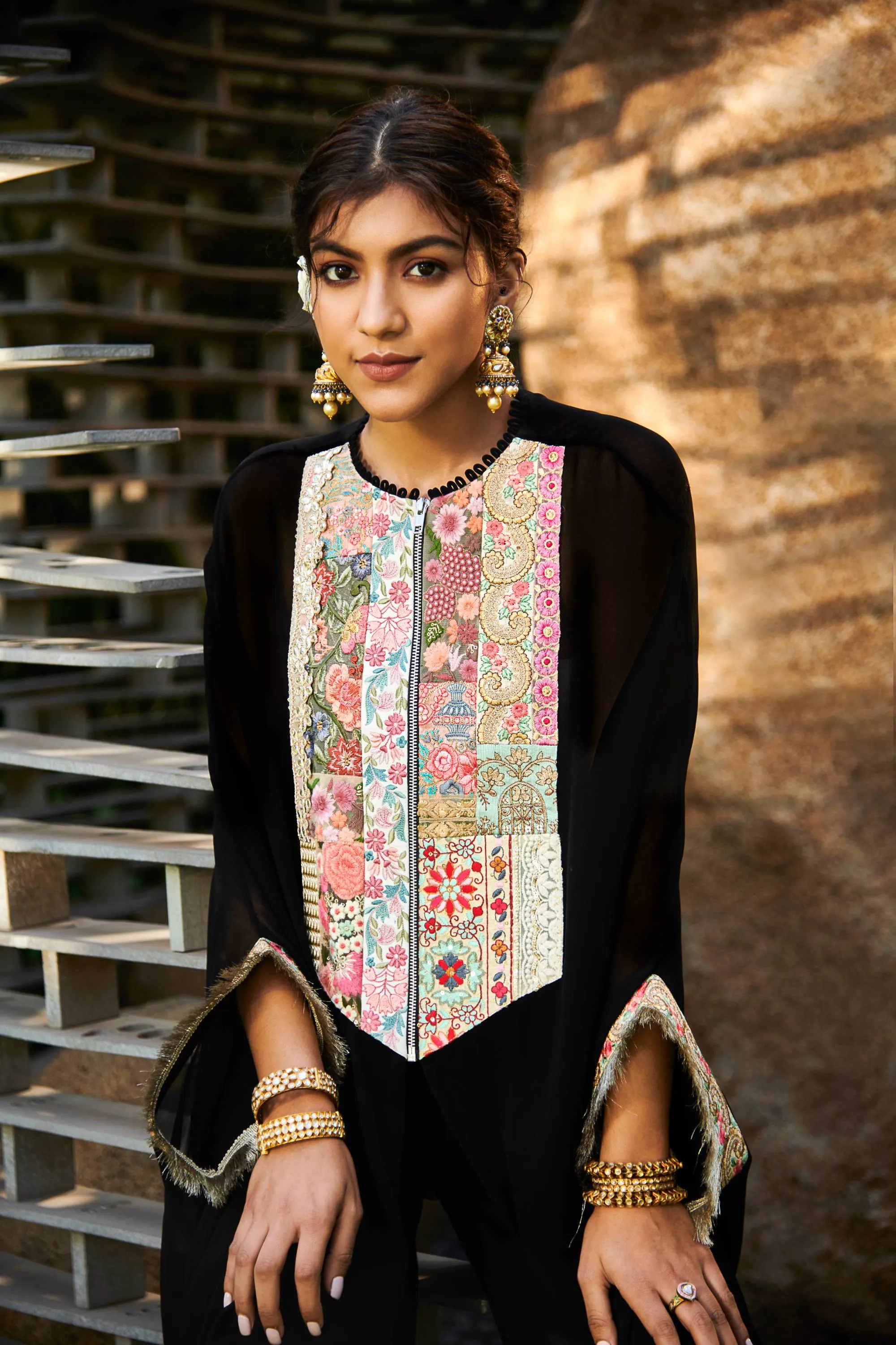 Black Georgette Sharara With Tunic