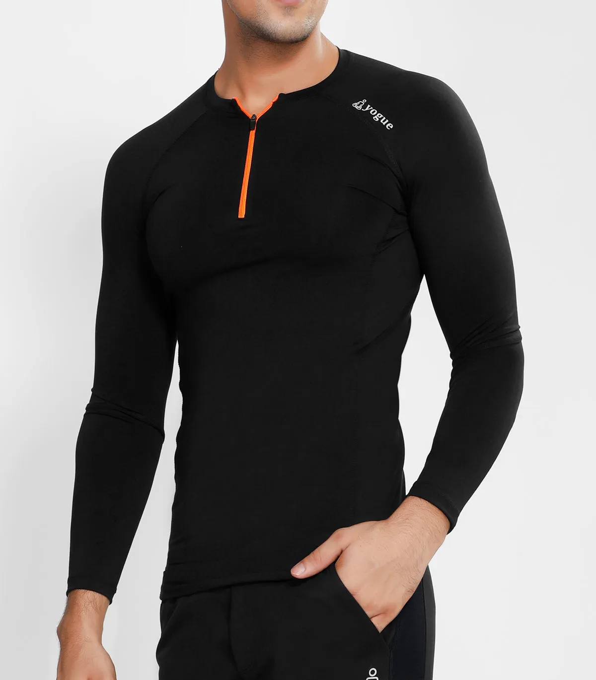 Black Half Zipper Full Sleeve Compression
