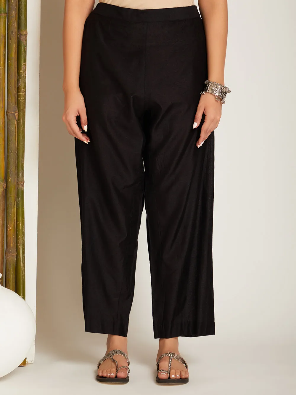 BLACK LONG JAMDANI KURTA SET