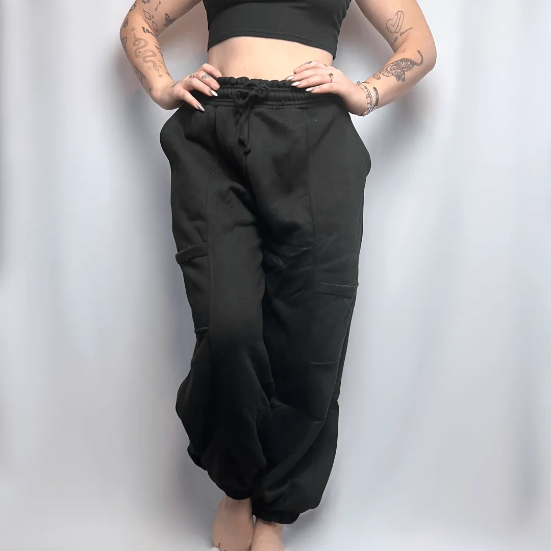 Black Oversized Cargo Joggers