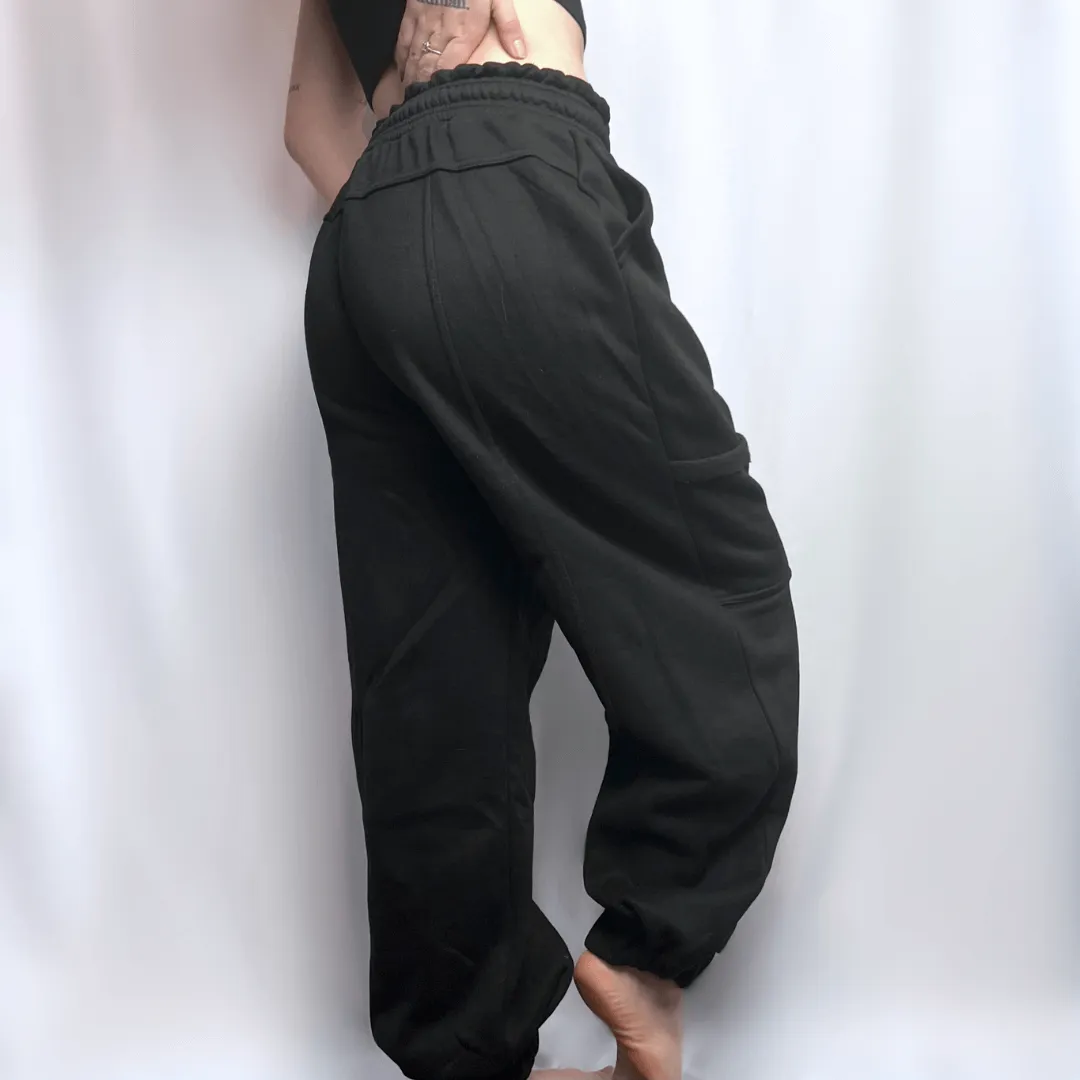 Black Oversized Cargo Joggers